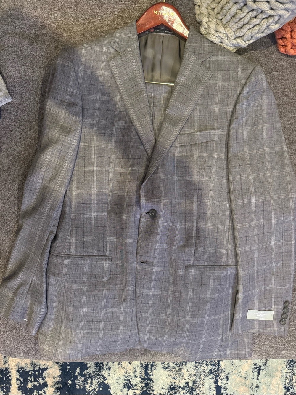 NWT Hart Schaffner Marx New York 40R 33 Gray Plaid Wool Suit $795